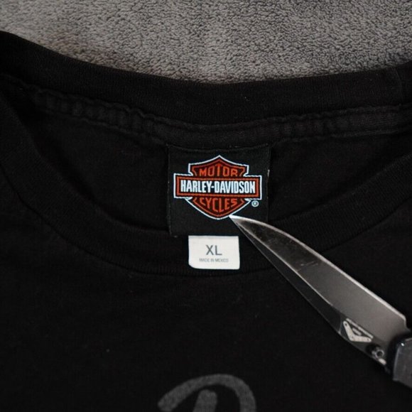 Harley Davidson Shirt Mens Black logo‎ Biker Ride Script Manchester NH Laconia - Picture 2 of 9